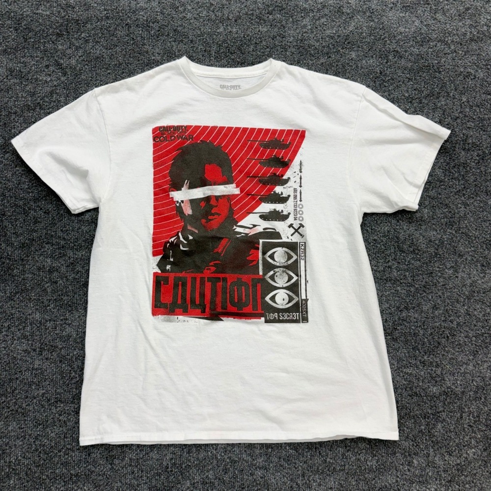 Call of Duty Black Ops Cold War‎ Graphic T Shirt Mens Large White Gaming Tee